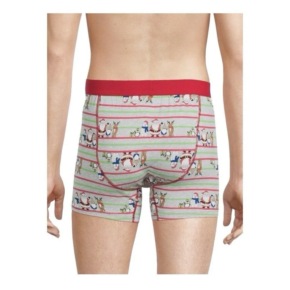 Holiday Time Men's Holiday Boxer Briefs Santa and Friends Size Small (28-30)